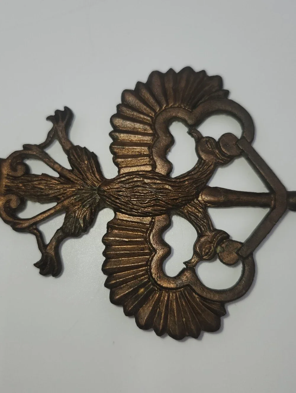 Large Ornate Hook Vintage Cast Metal Iron Skeleton Key: Victorian Wall Decor